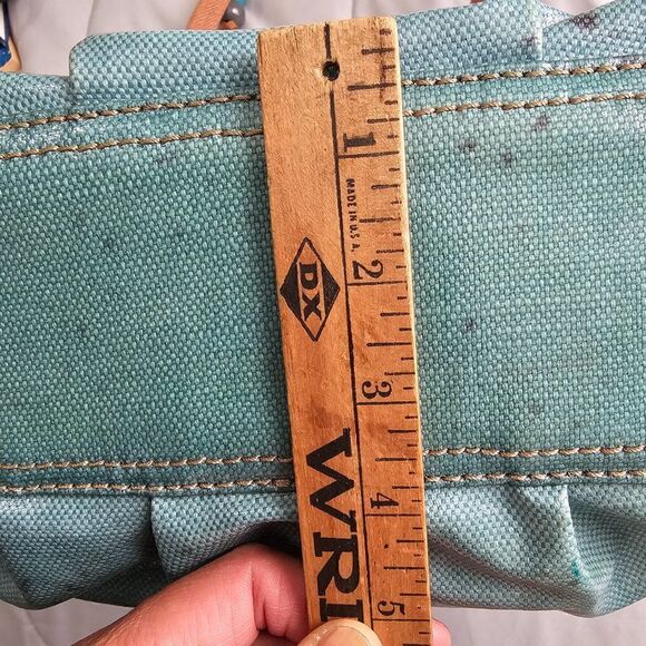 EUC FOSSIL KEY PER COATED CANVAS LIGHT BLUE TOTE / SHOULDER BAG LARGE - Picture 13 of 16